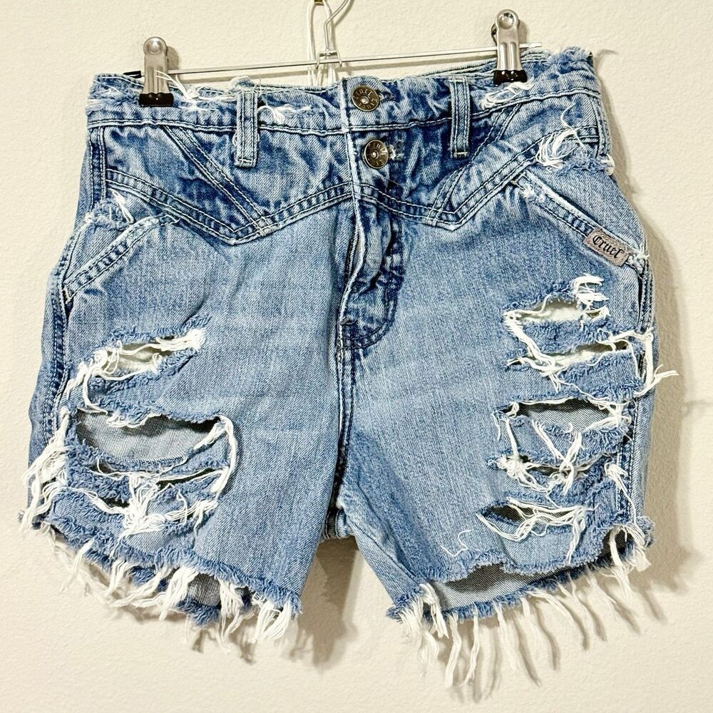 Vintage Cruel Girl Quinn Bareback Short Cutoff Distressed Reworked High Rise 25”
